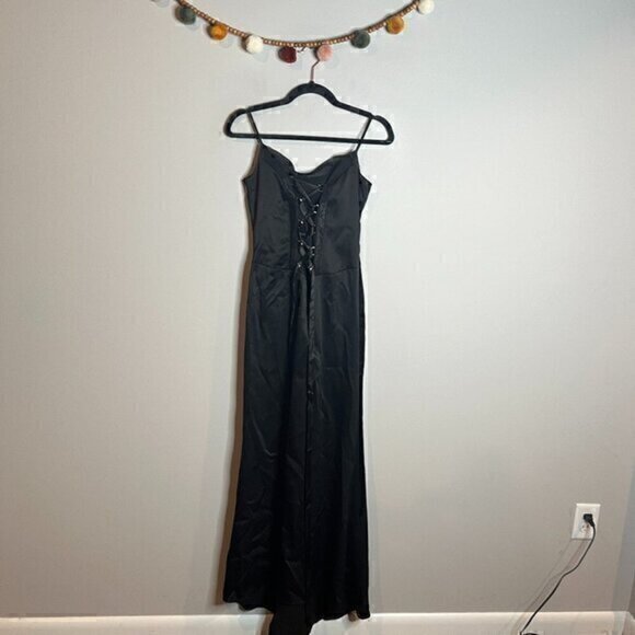 Y2K black lace up whimsigoth formal dress - Picture 1 of 5